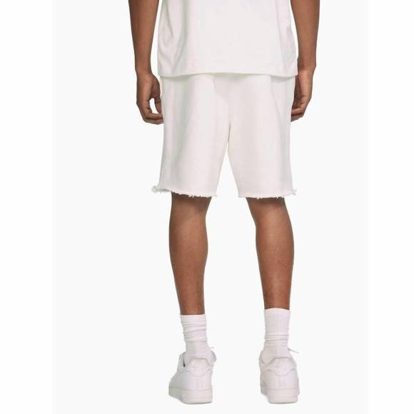 NEW PURPLE BRAND wordmark heavyweight fleece short in brilliant white